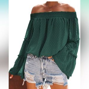 Green boho blouse